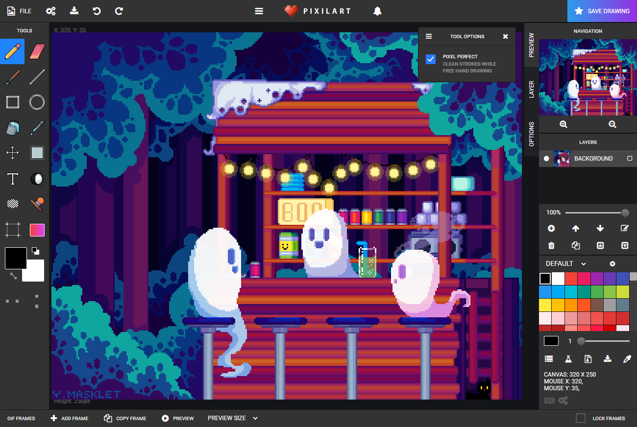 pixilart drawing application features